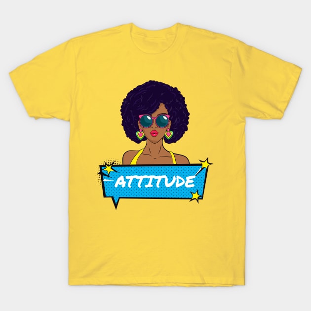 Attitude Afro Retro T-Shirt by Evlar